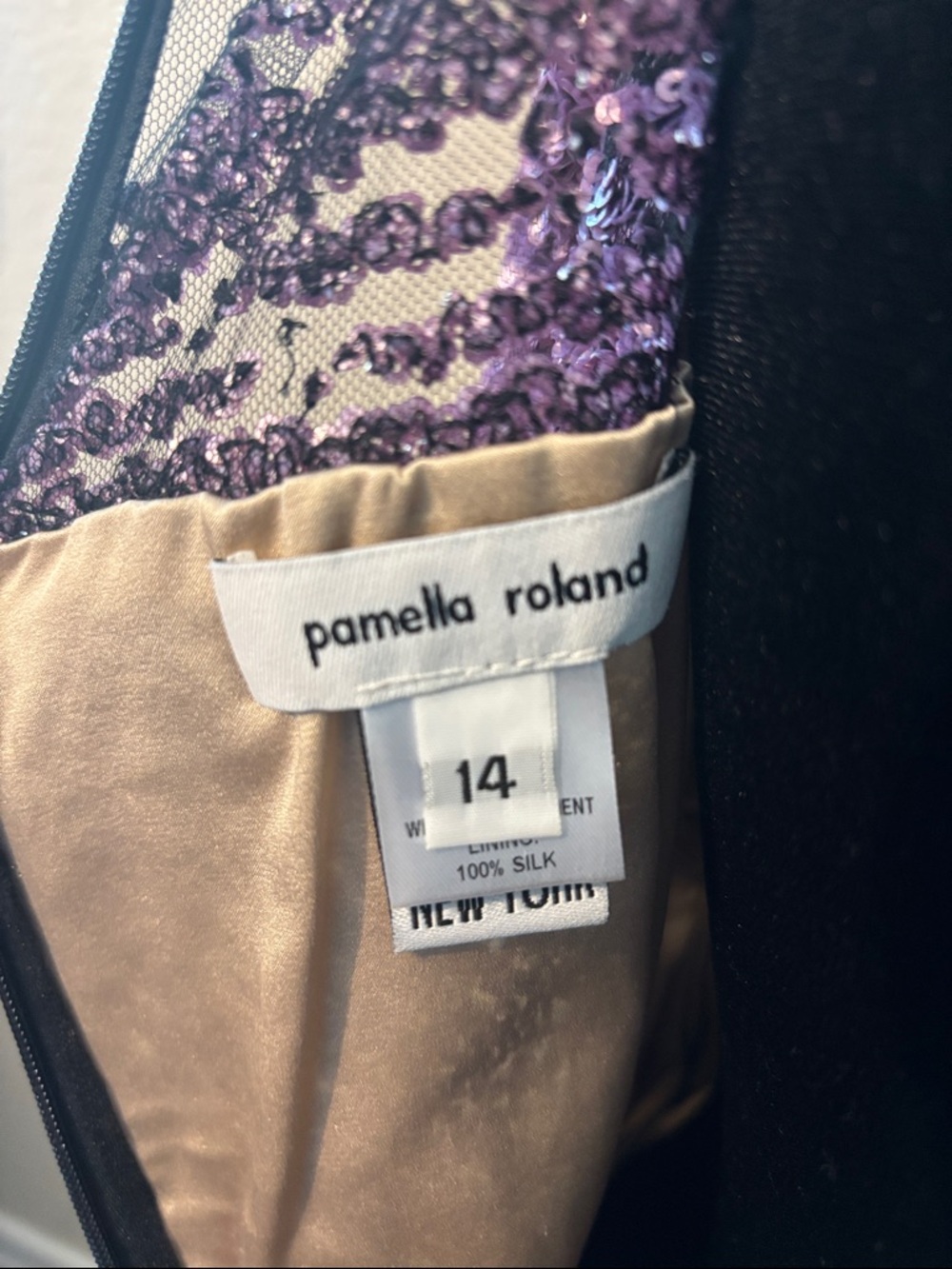$4,895 Pamella Roland Sequined Ombre Illusion Gown Size 14 100% Silk .Hang - Picture 7 of 13